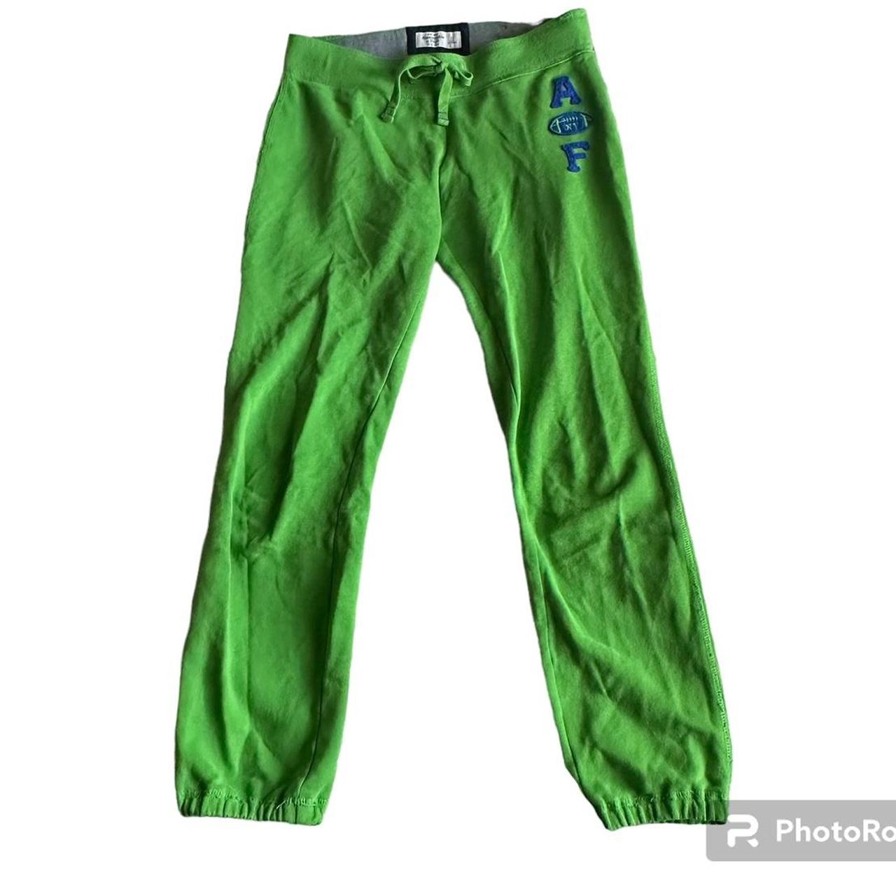 Lime green Abercrombie & Fitch sweatpants with draw... Depop