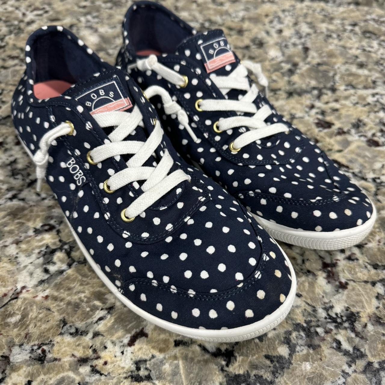 Women s sz 11 Bob s navy polka dot sneakers with. Depop