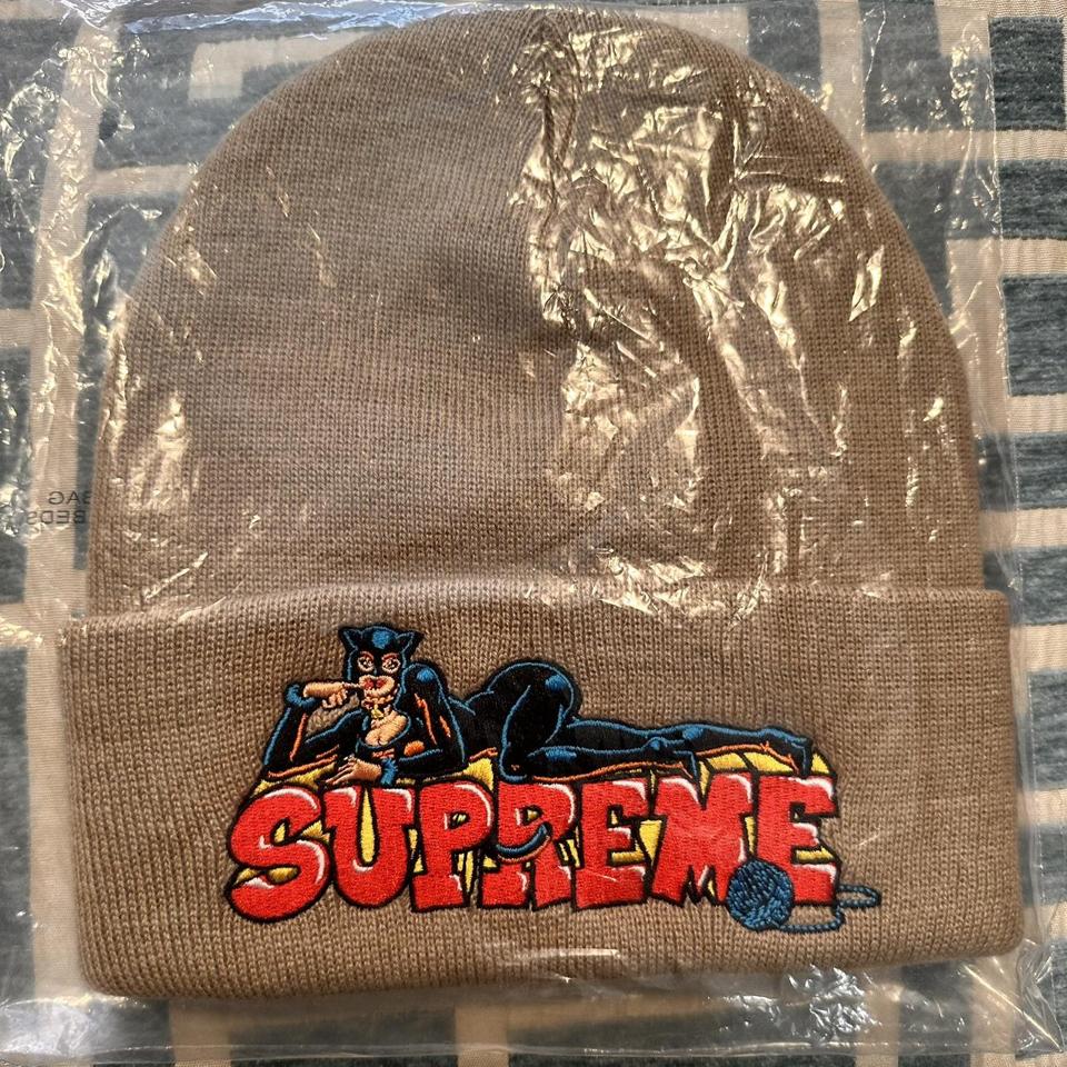 Supreme Cat woman Beanie Color : stone Size : one... - Depop