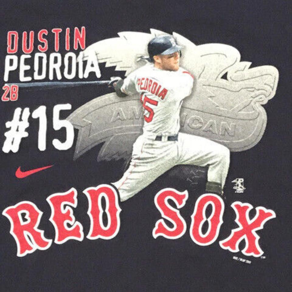 vintage red sox dustin pedroia shirt, tagged youth - Depop