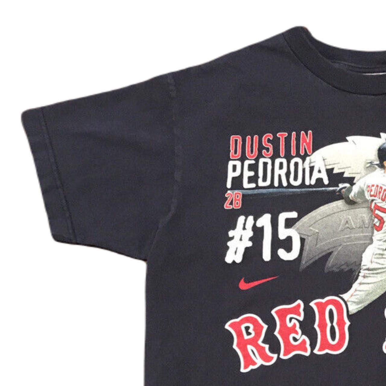 vintage red sox dustin pedroia shirt, tagged youth - Depop