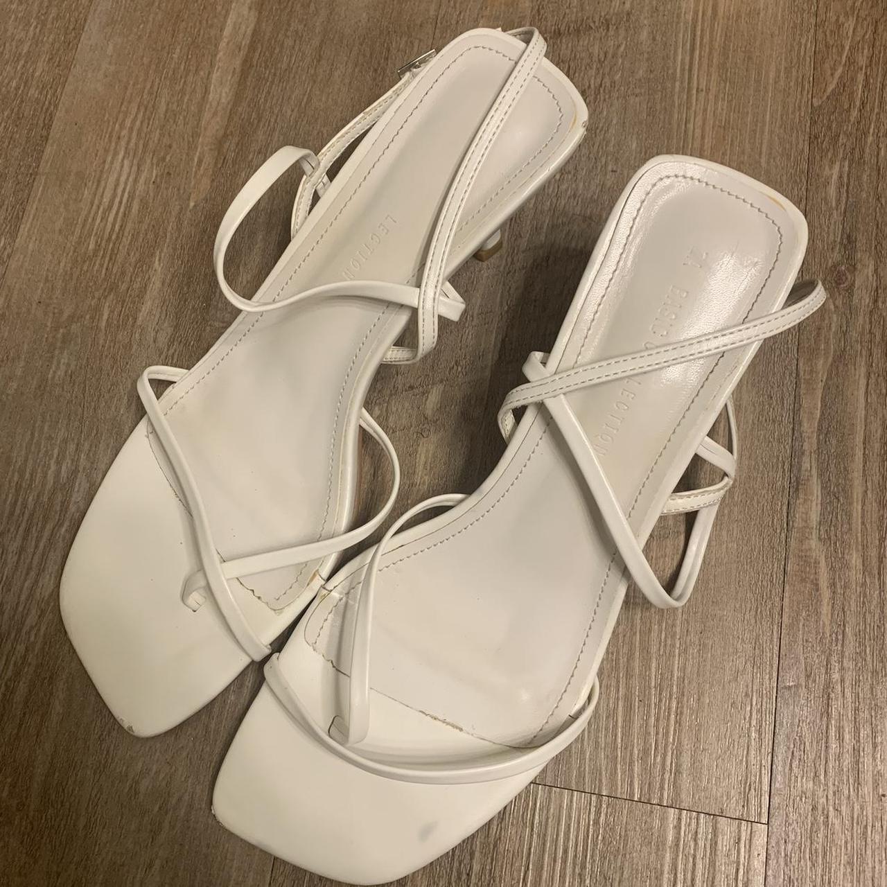 ZARA strappy kitten heels in white, size 9 Perfect... - Depop