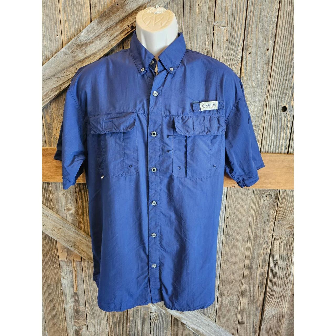 Navy blue magellan fishing shirt. Size medium