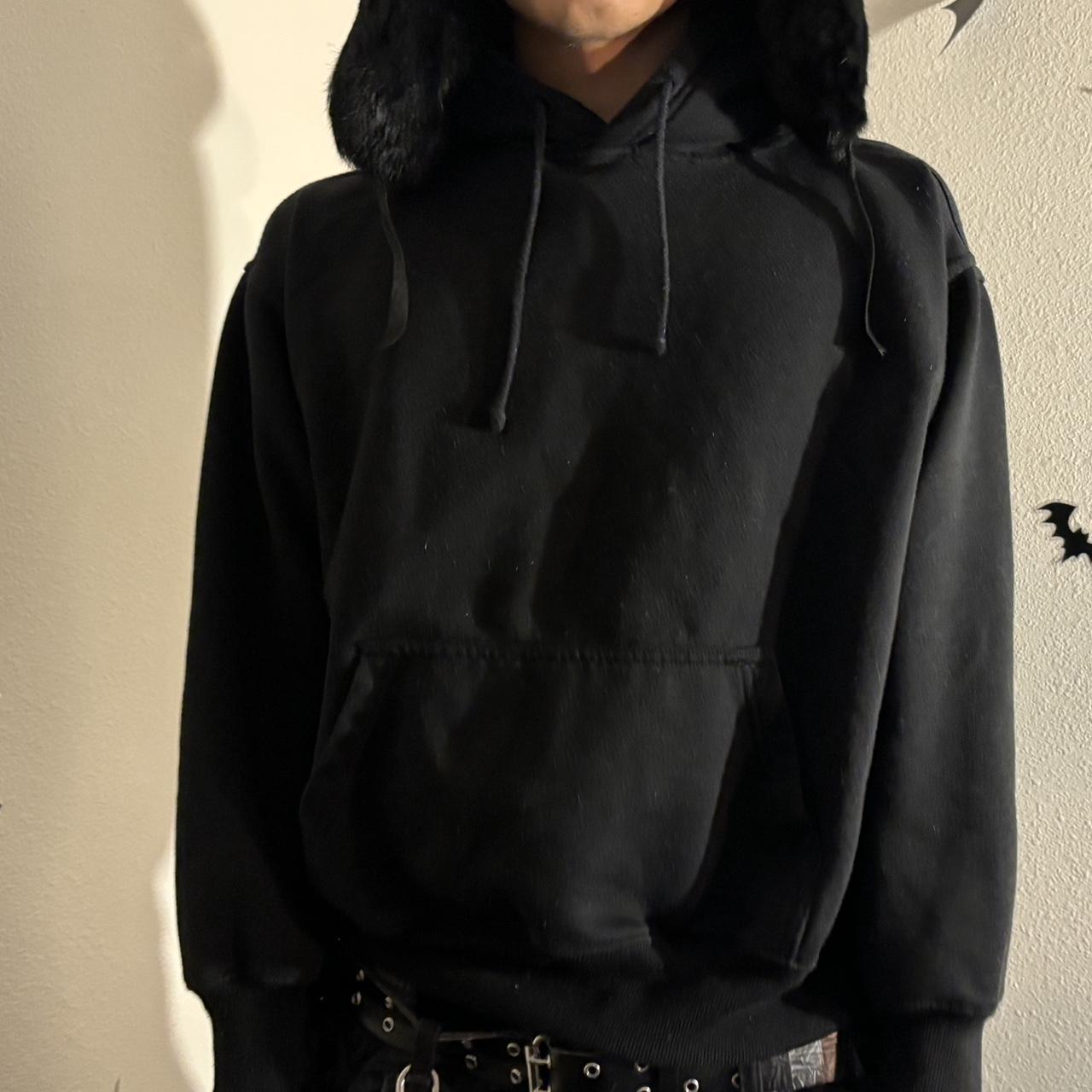 Blank black hoodie Size M Model is 5’7 - Depop