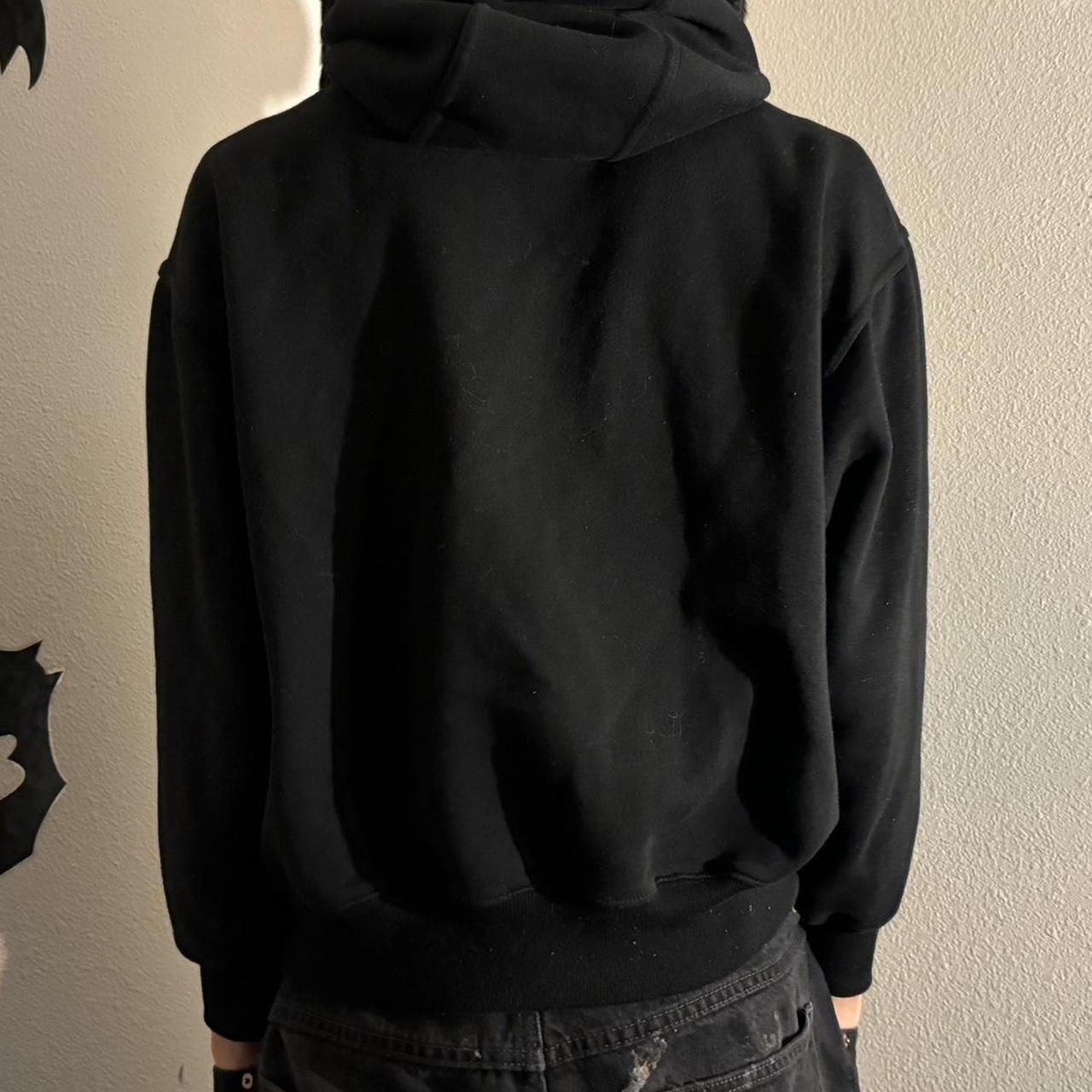 Blank black hoodie Size M Model is 5’7 - Depop