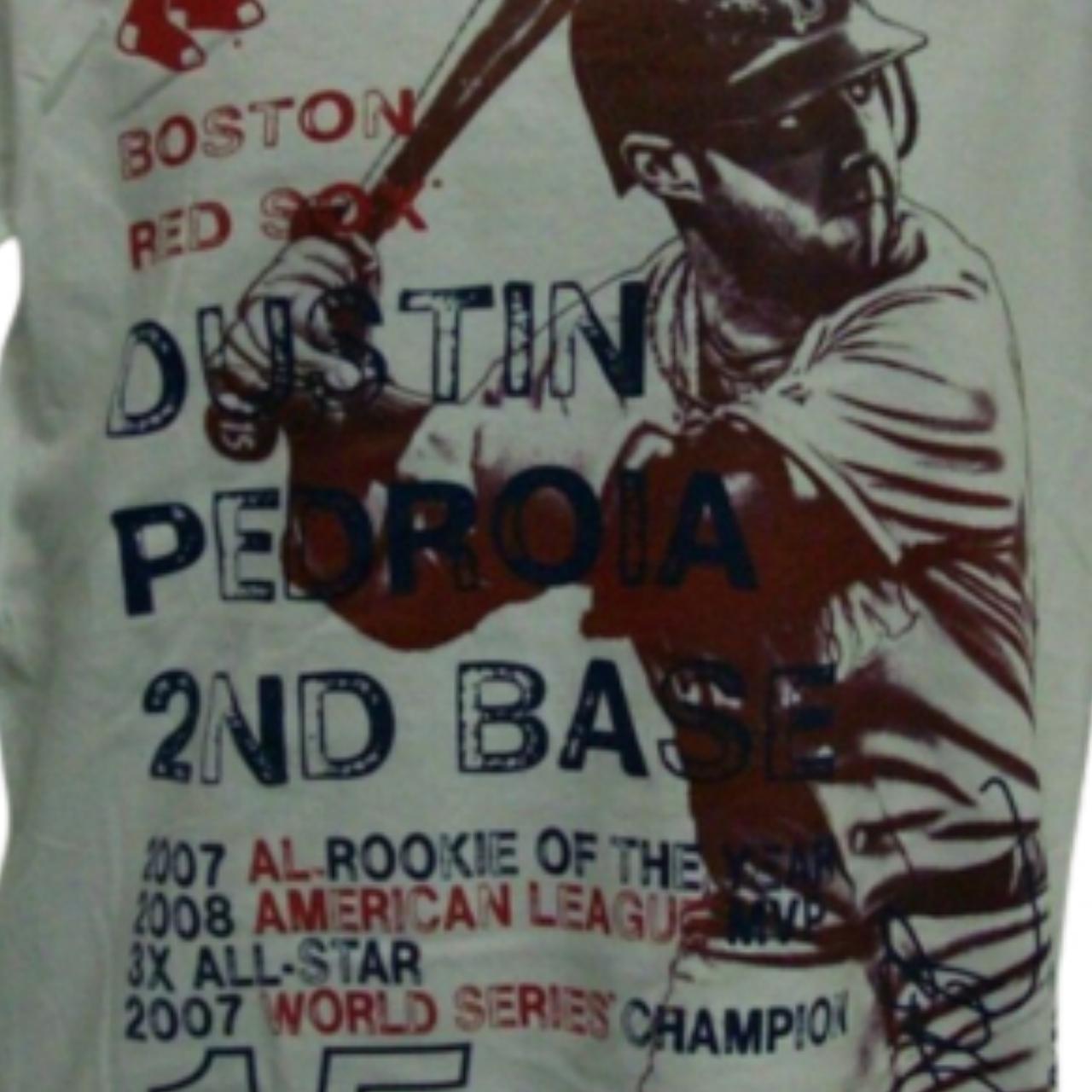 vintage red sox dustin pedroia shirt, tagged youth - Depop