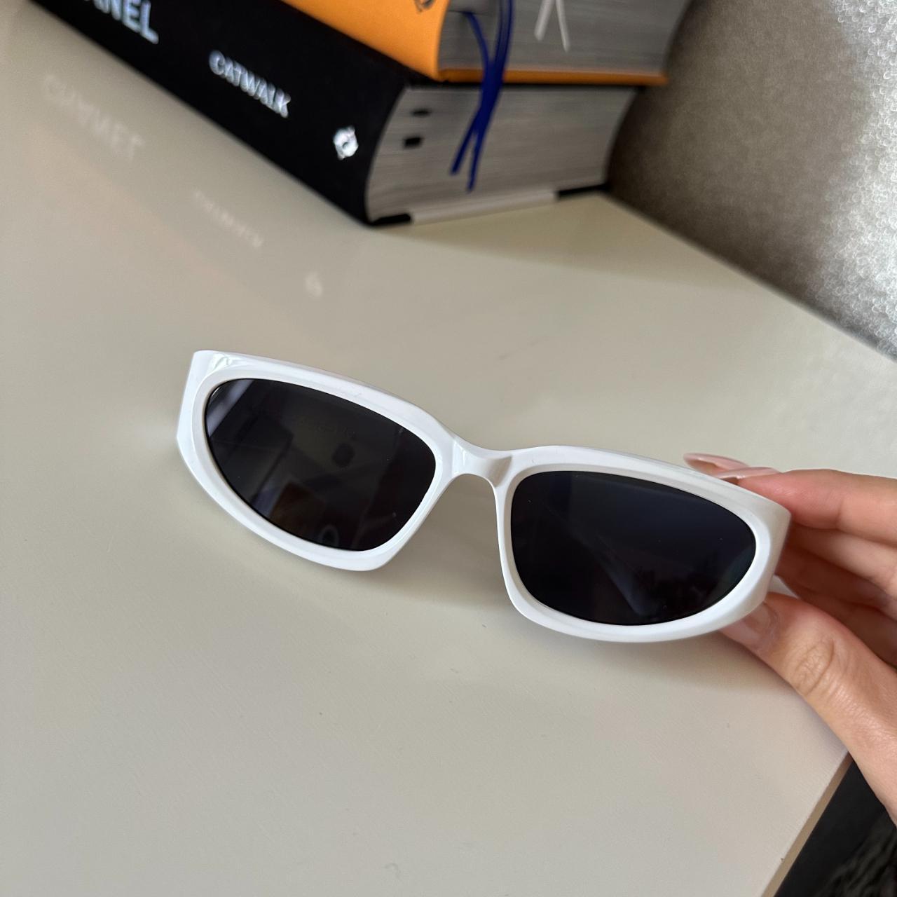 White and black lens sports frame sunglasses -... - Depop