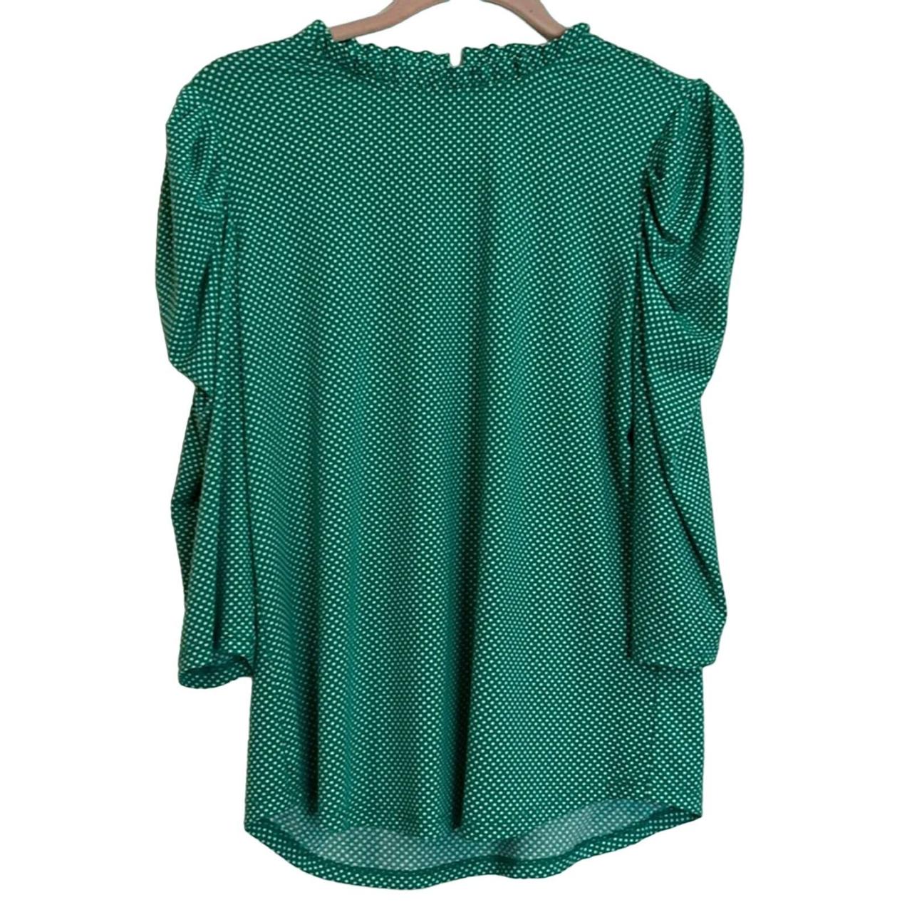 Adrianna Papell blouse Medium Green White Polka Depop