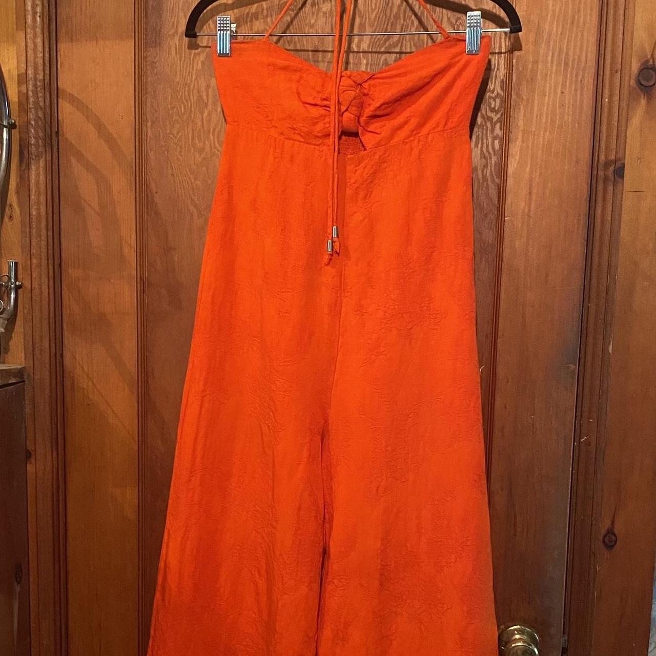 Halter Playsuit Bright Orange Playsuit Women's Printed Wear Hollow