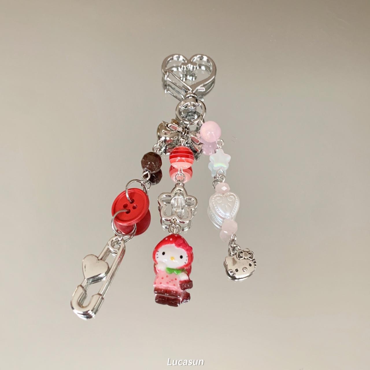 Red Kitty Bead Key Chain Keyring Handmade By Me Depop 9290