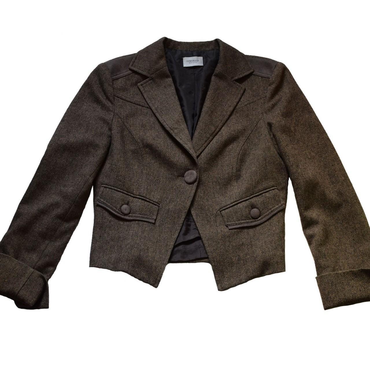Brown Tweed Blazer Motivi Brand made in Italy UK... - Depop