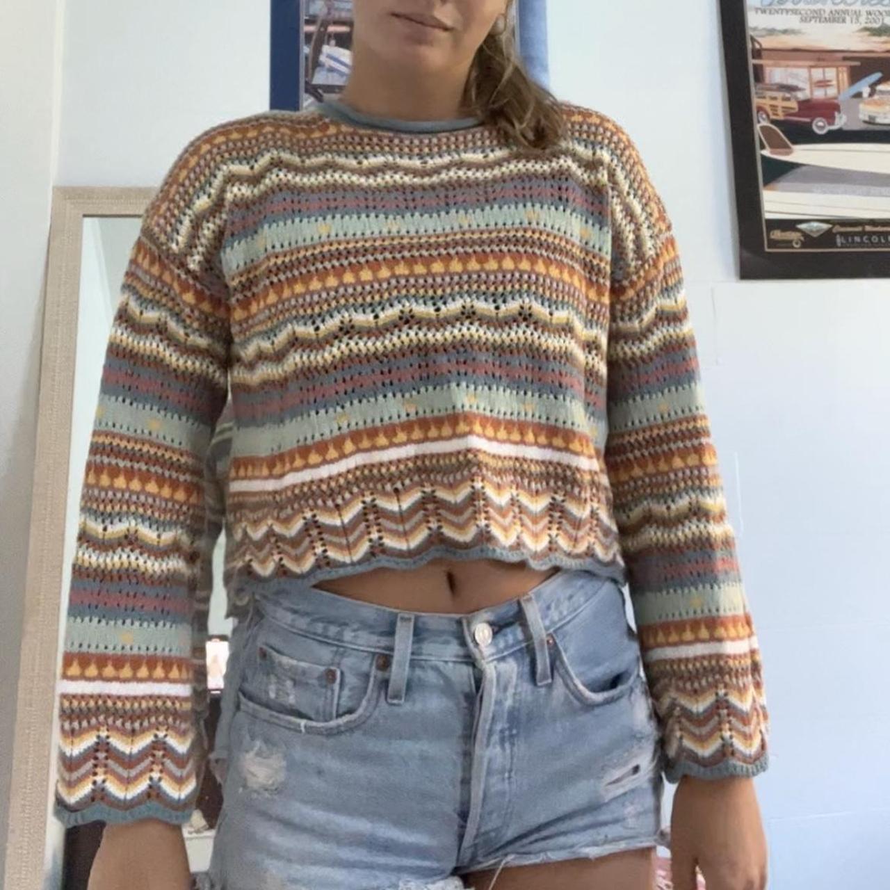 Ghanda size medium colorful cute sweater! crochet... Depop