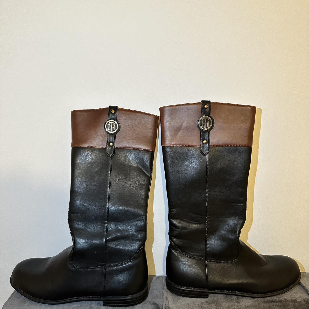 Tommy hilfiger black and brown deals boots