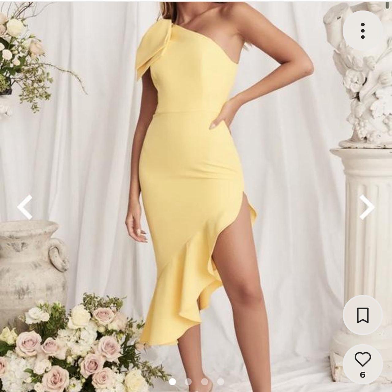 Lavish Alice yellow midi length occasion dress One... - Depop