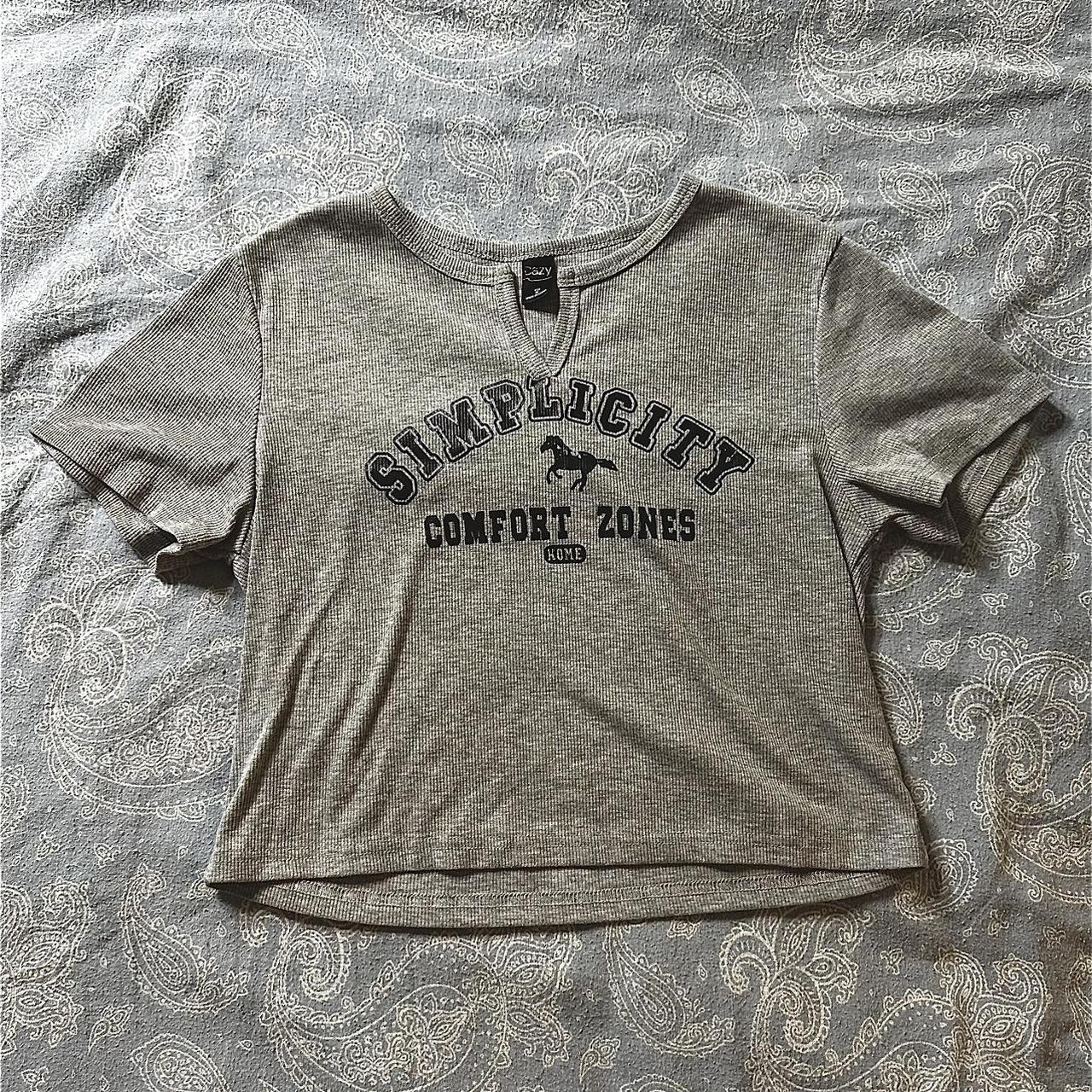X-Large Grey “Simplicity Comfort Zones Home” Cropped... - Depop