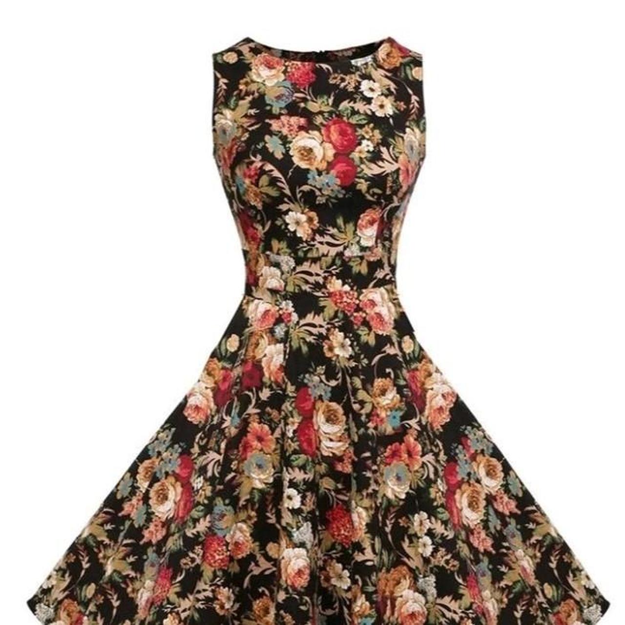 BLINK! Vintage 50s Floral Swing Party Rockabilly... - Depop