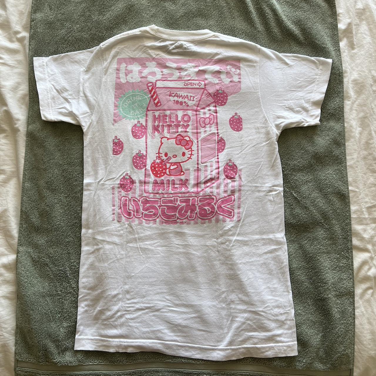 New Hello Kitty Strawberry Milk T-Shirt Sanrio Men Size Medium Women Unisex  T