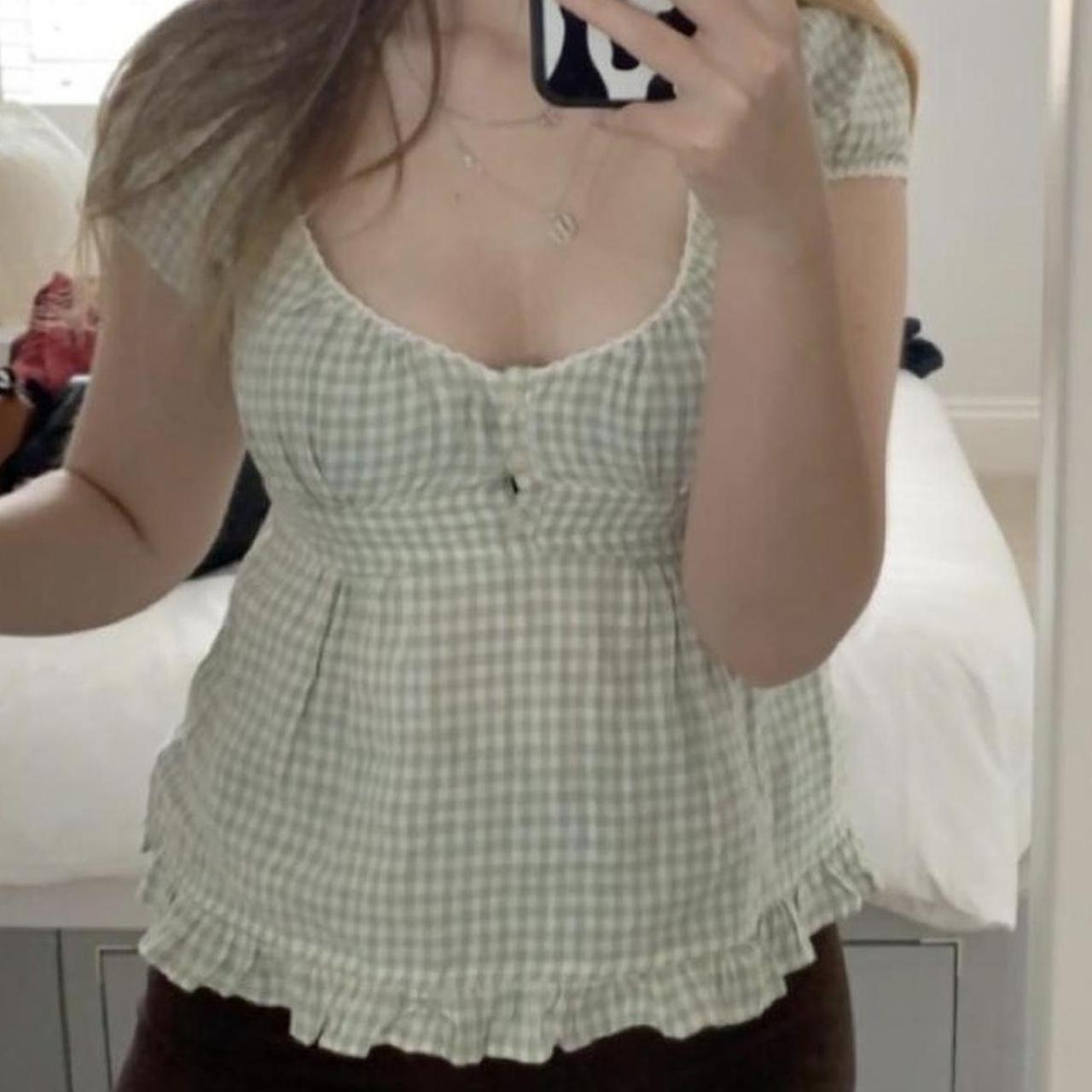 brandy melville gingham blair top no longer sold on... Depop