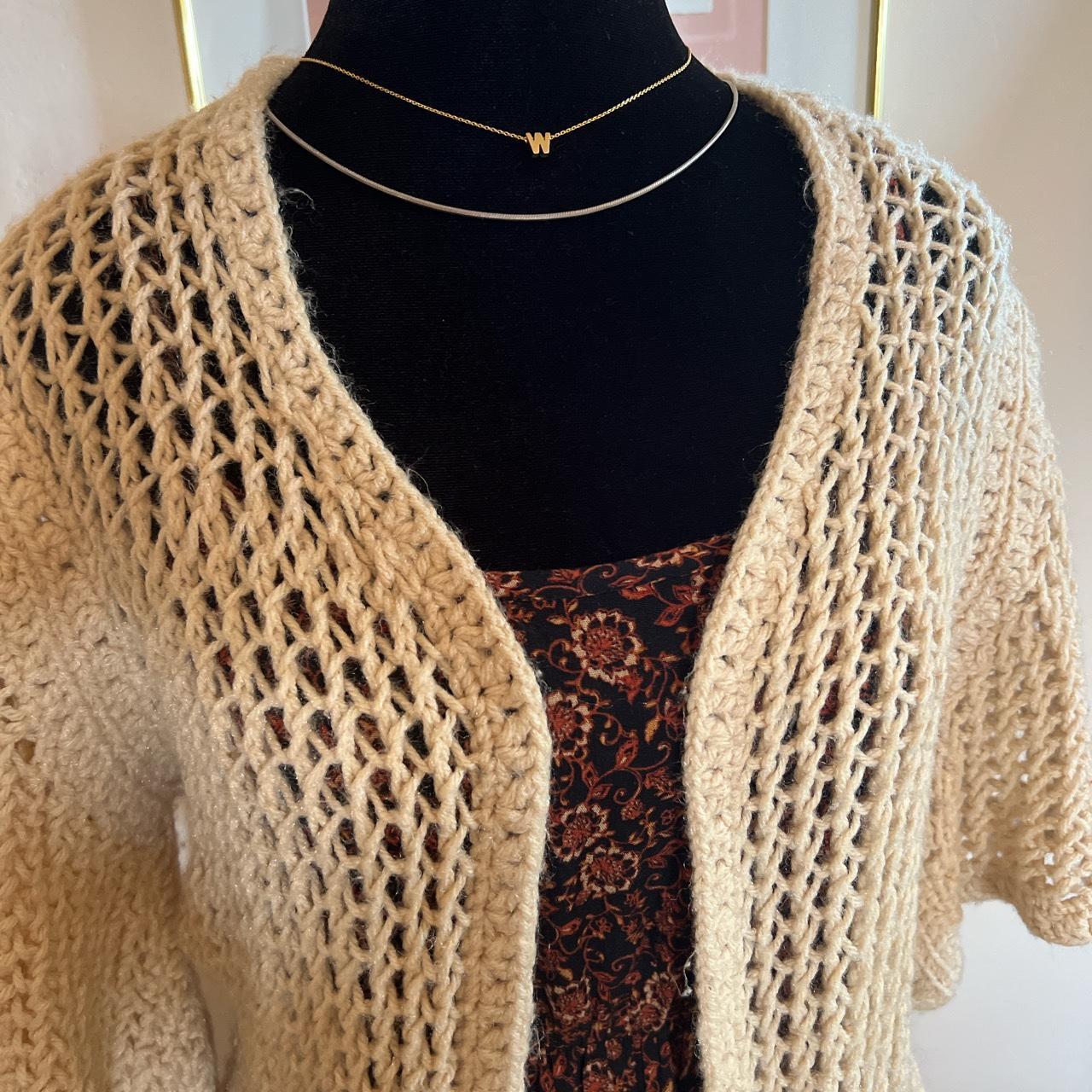 Handmade vintage crochet half sleeve sweater. Really... Depop