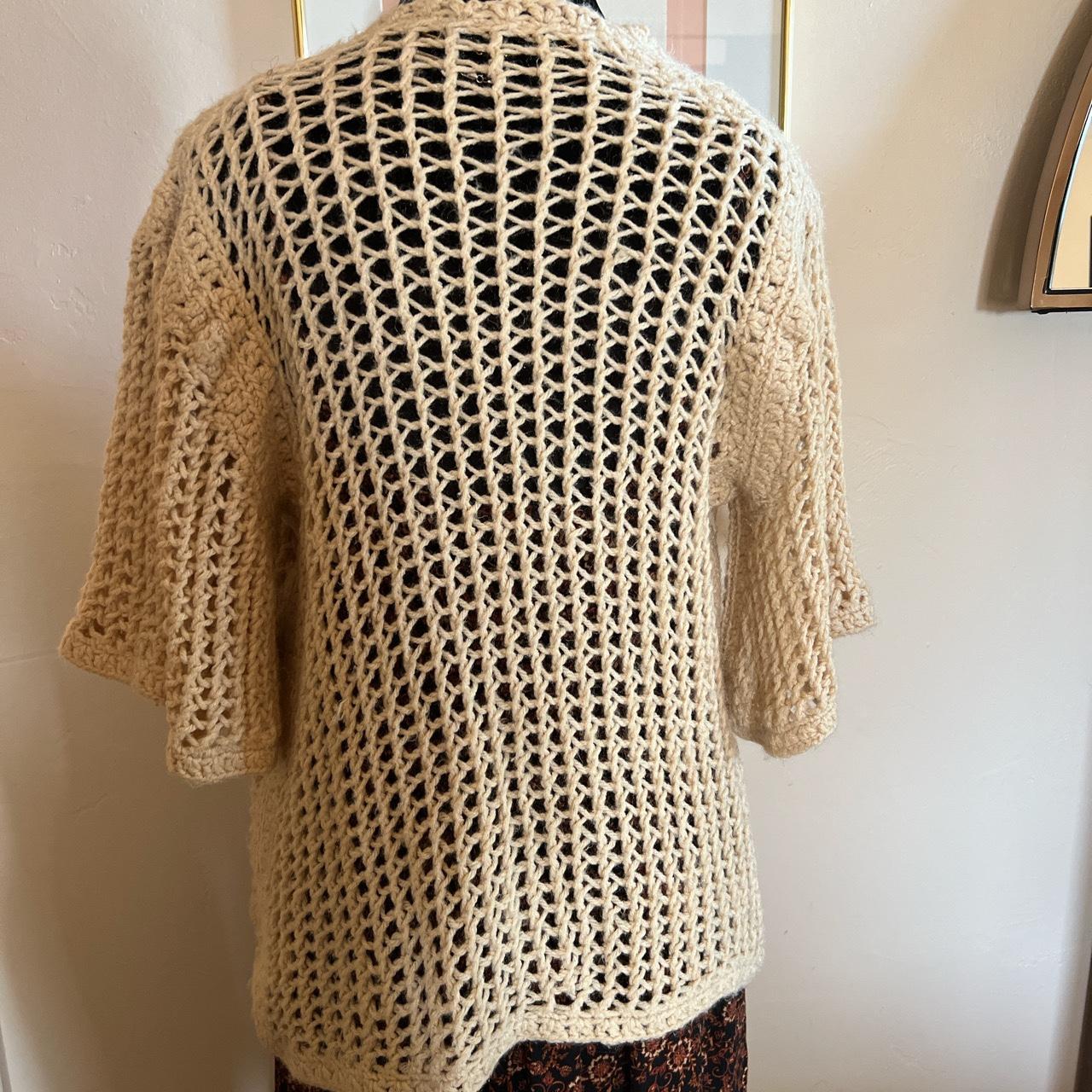 Handmade vintage crochet half sleeve sweater. Really... Depop