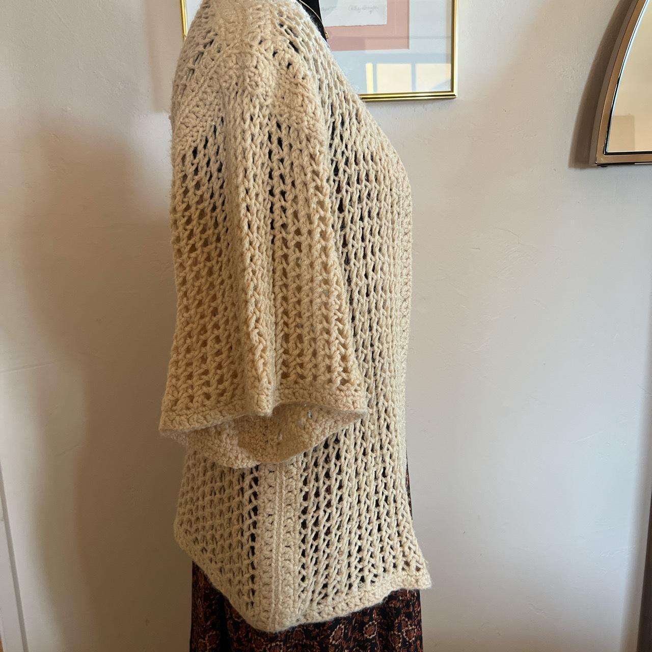 Handmade vintage crochet half sleeve sweater. Really... Depop