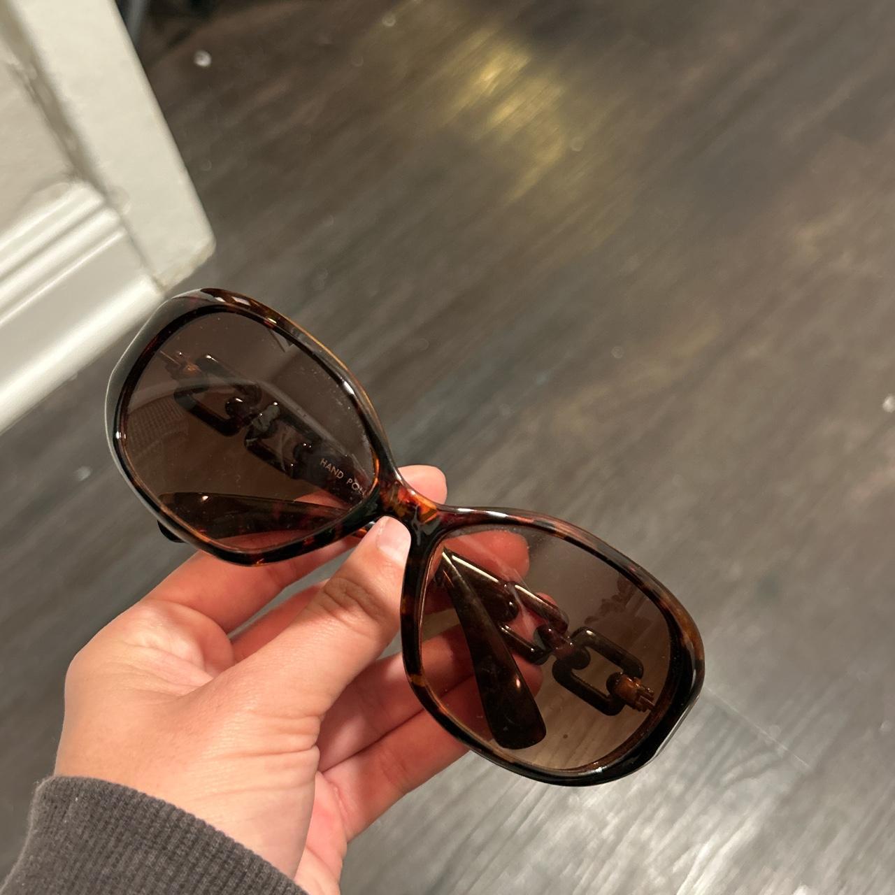 Y2k Early 2000s Brown Gold Tortoise Print Sunglasses Depop