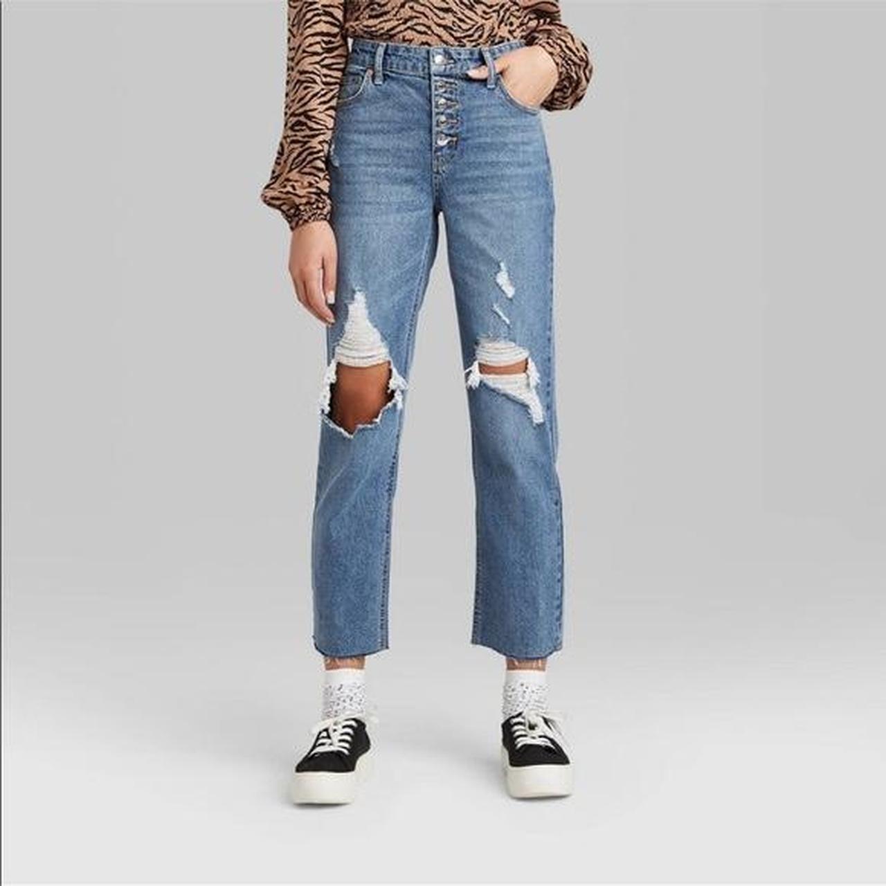 Wild Fable Jeans High Rise Mom Jean Distressed Ripped Womens Blue