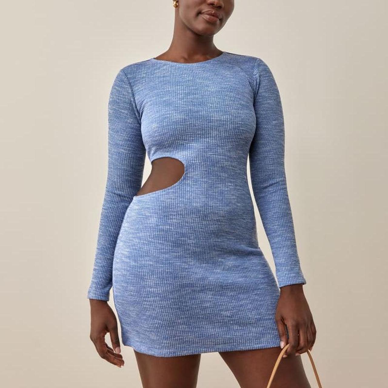 New Reformation ribbed mini cutout Tracey dress 💙... - Depop