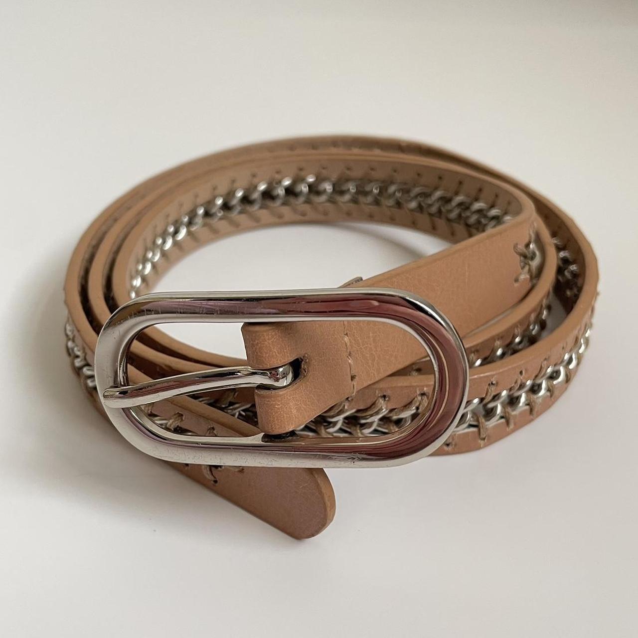 Nine West Women's Belt Tan/Silver – Y2k grunge chain belt Length