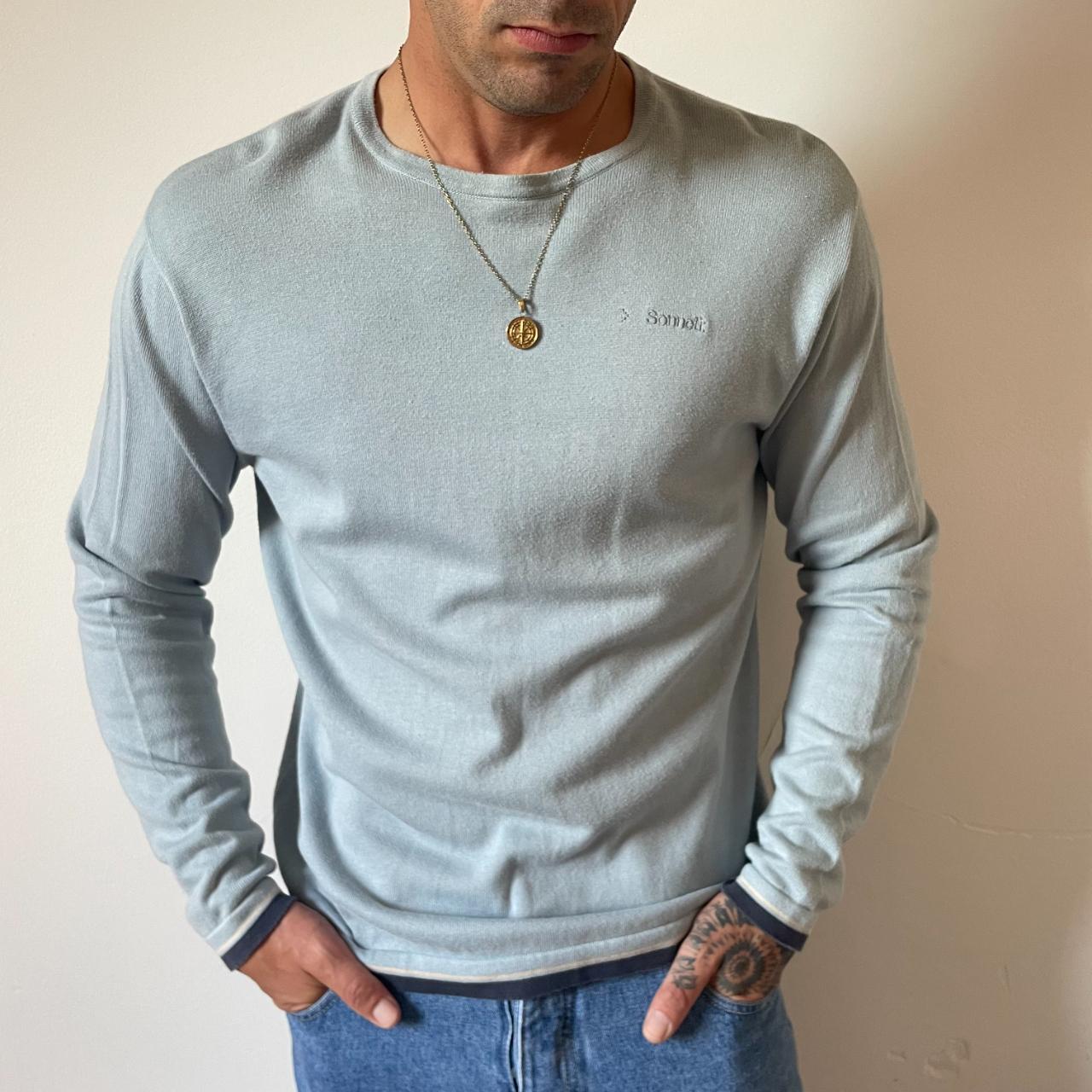 light blue knit jumper long sleeve... Depop