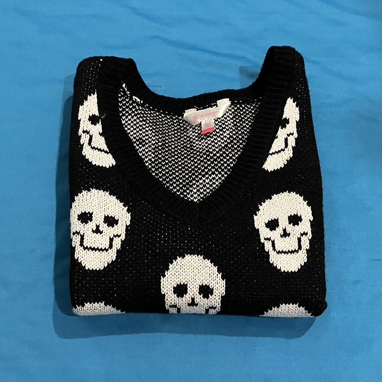 Sweater vest NoBo Black and white skulls #grunge... - Depop