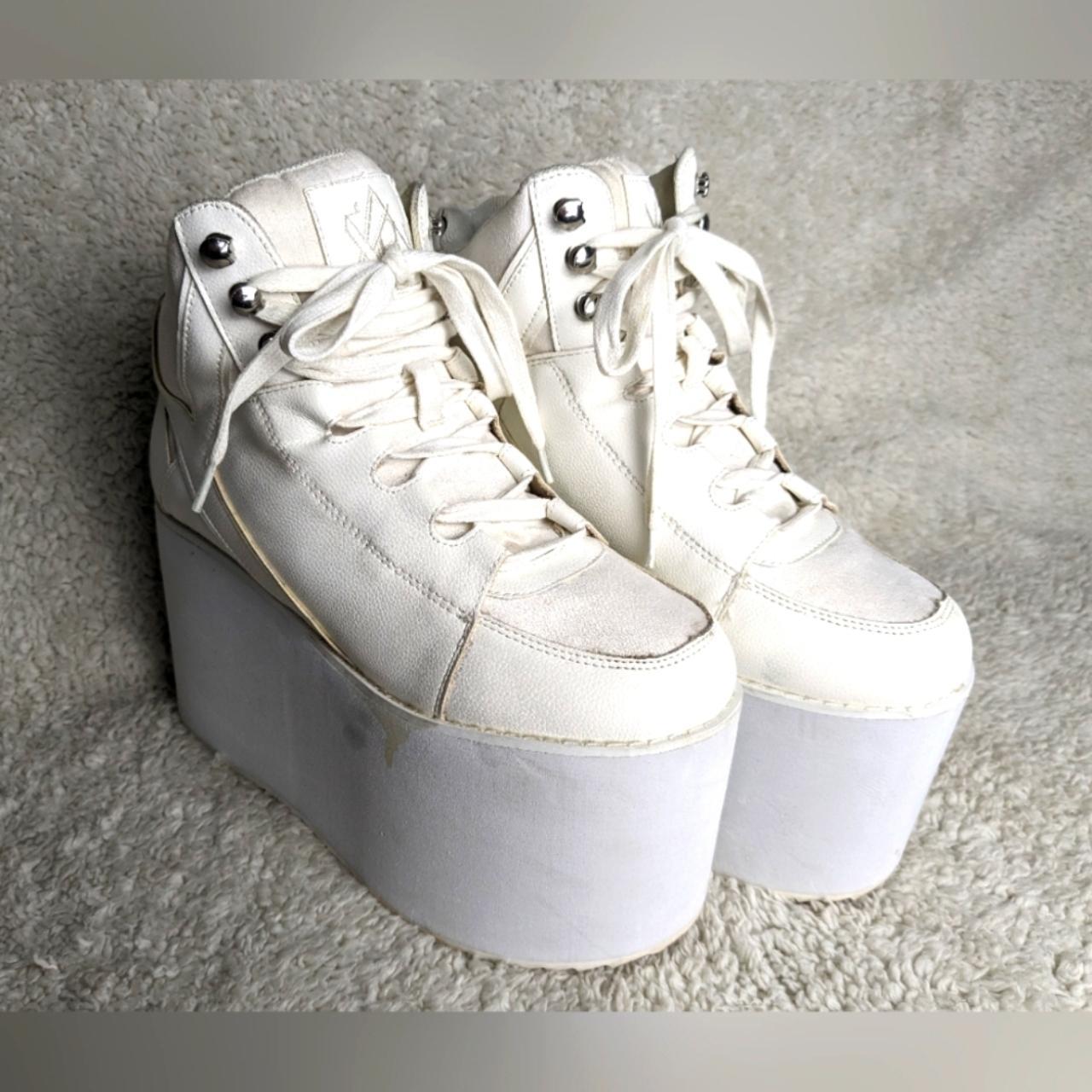 Y.R.U. White Qozmo Sky Hi Platform Sneakers Size. Depop