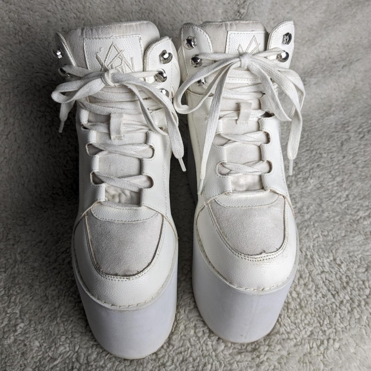 Y.R.U. White Qozmo Sky Hi Platform Sneakers Size. Depop