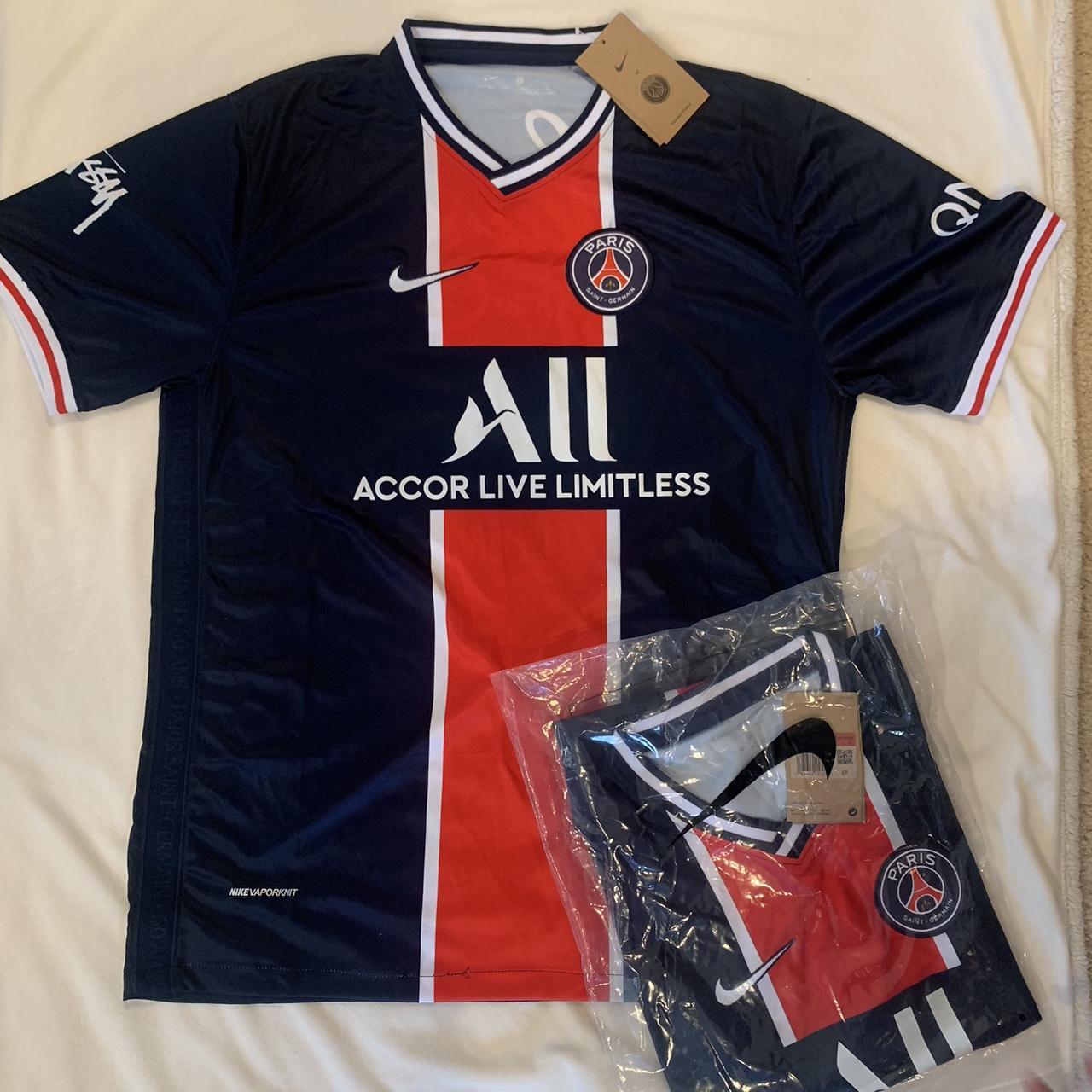 Stussy x PSG soccer Jersey with tags and packaging,... - Depop