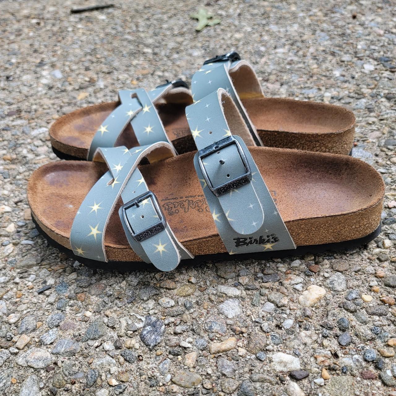 Rare Birki's Birkenstock Blue Star Cross Strap... - Depop