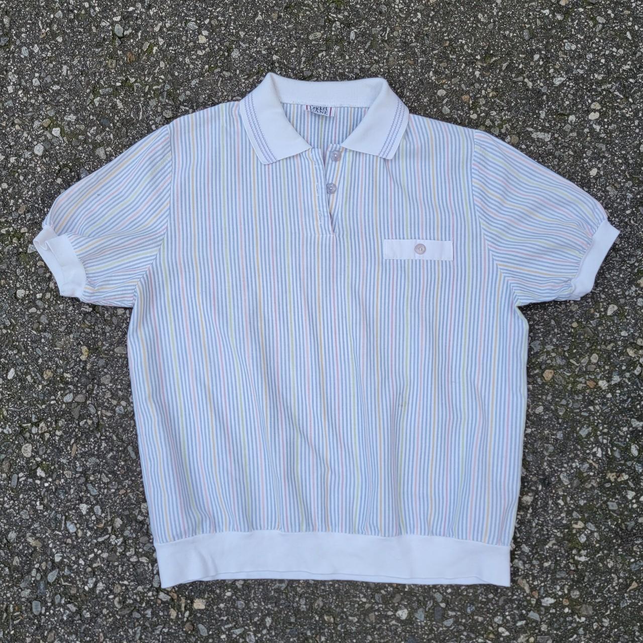 Vintage Cricket Lane Multicolor Striped Short Sleeve... Depop