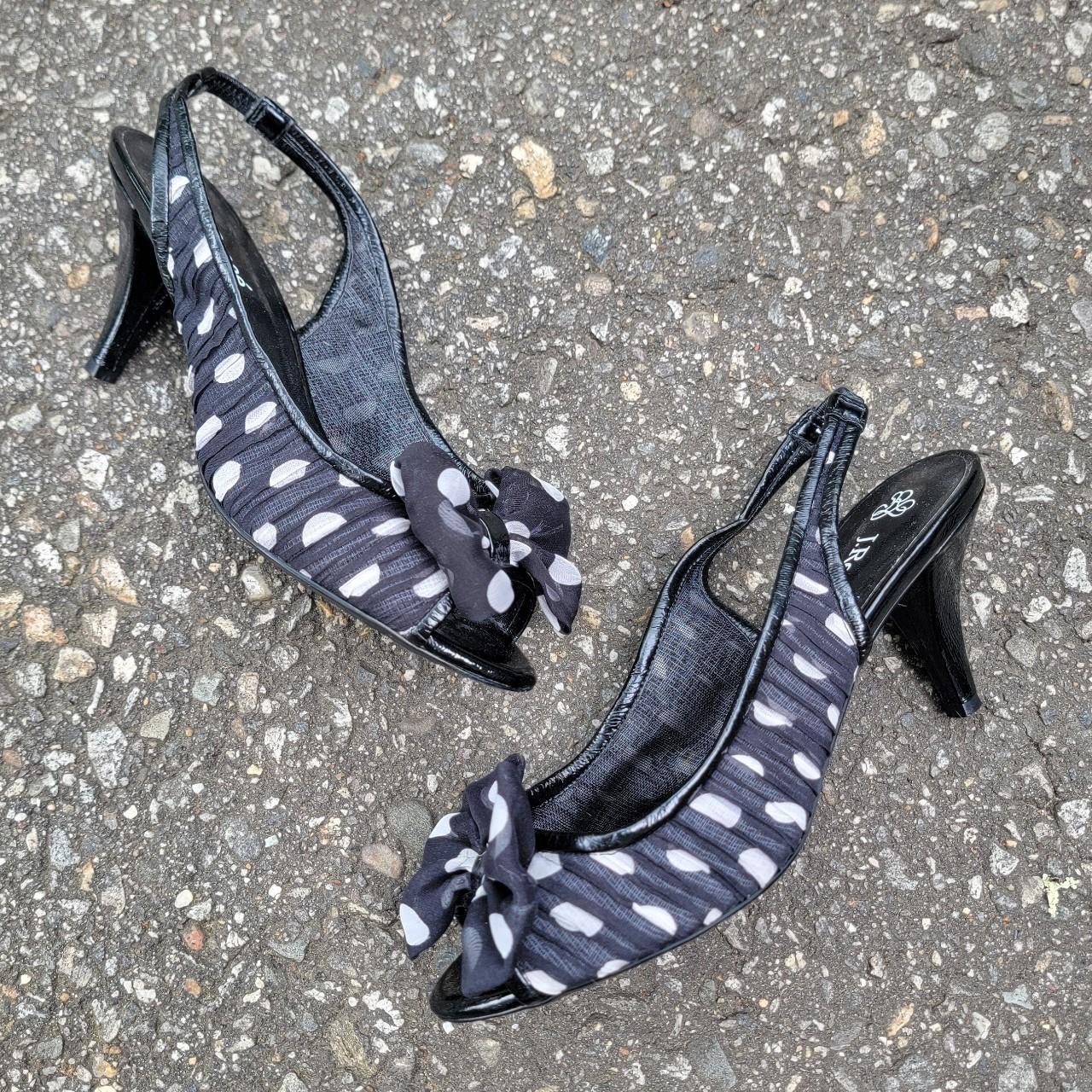 J Renee Black White Polka Dot Bowtie Slingback. Depop