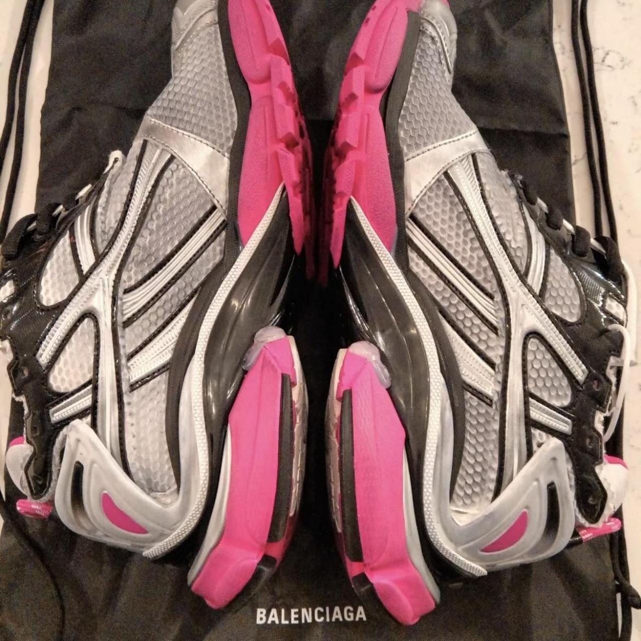 Balenciaga runners - pink/ grey size 43 / 10 worn... - Depop