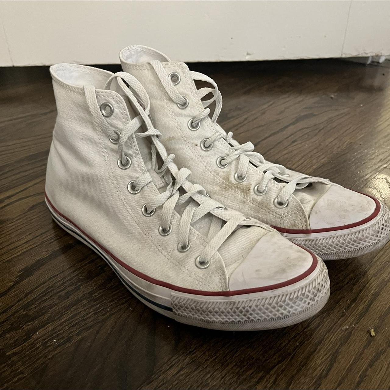 White High Top Converse - Depop