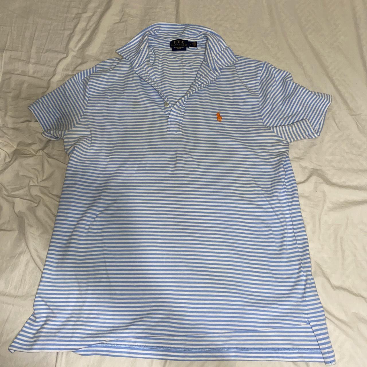 Blue and white striped Polo Ralph Lauren shirt In... - Depop