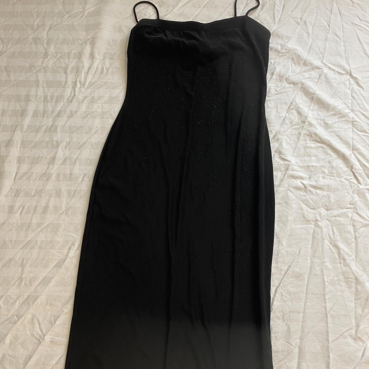 Vintage black beaded maxi dress the dress fits like... - Depop