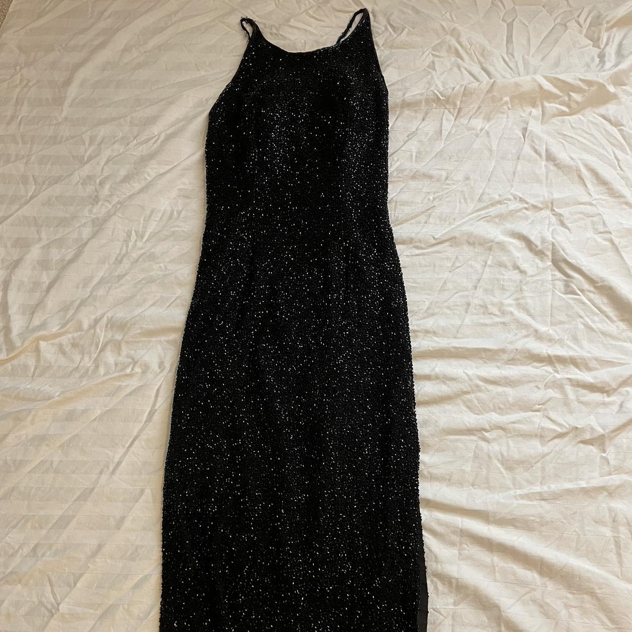 incredible fully beaded vintage cache black prom... - Depop