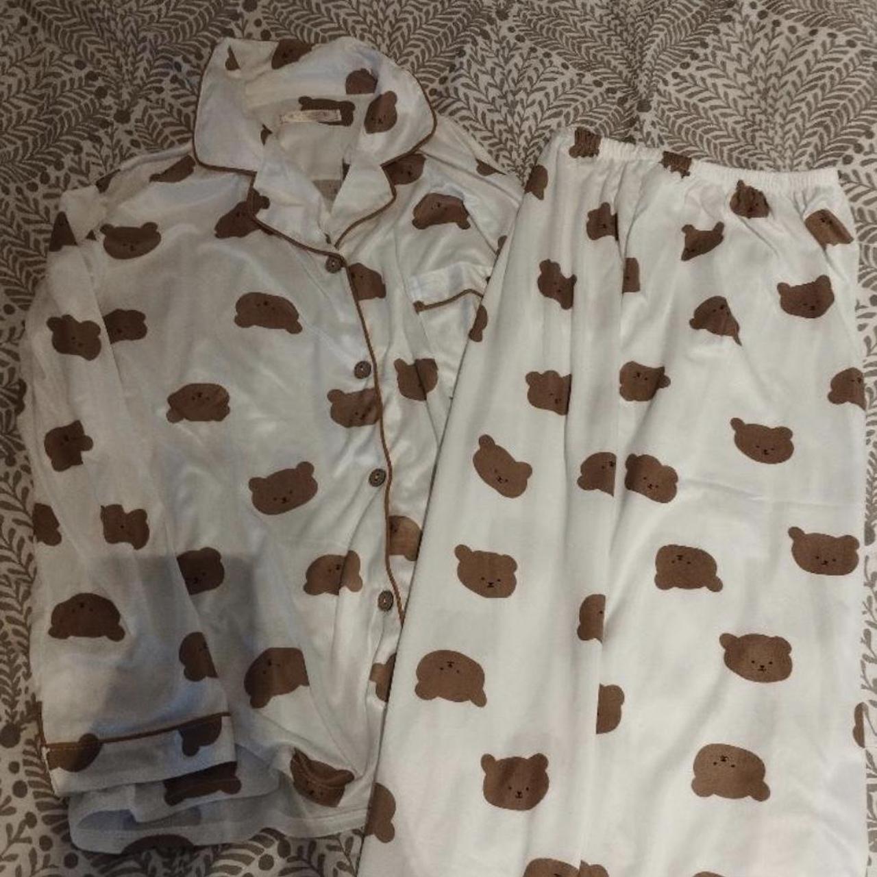 Teddy Bear Pjs Set Size Small #korean #cute #pajamas - Depop
