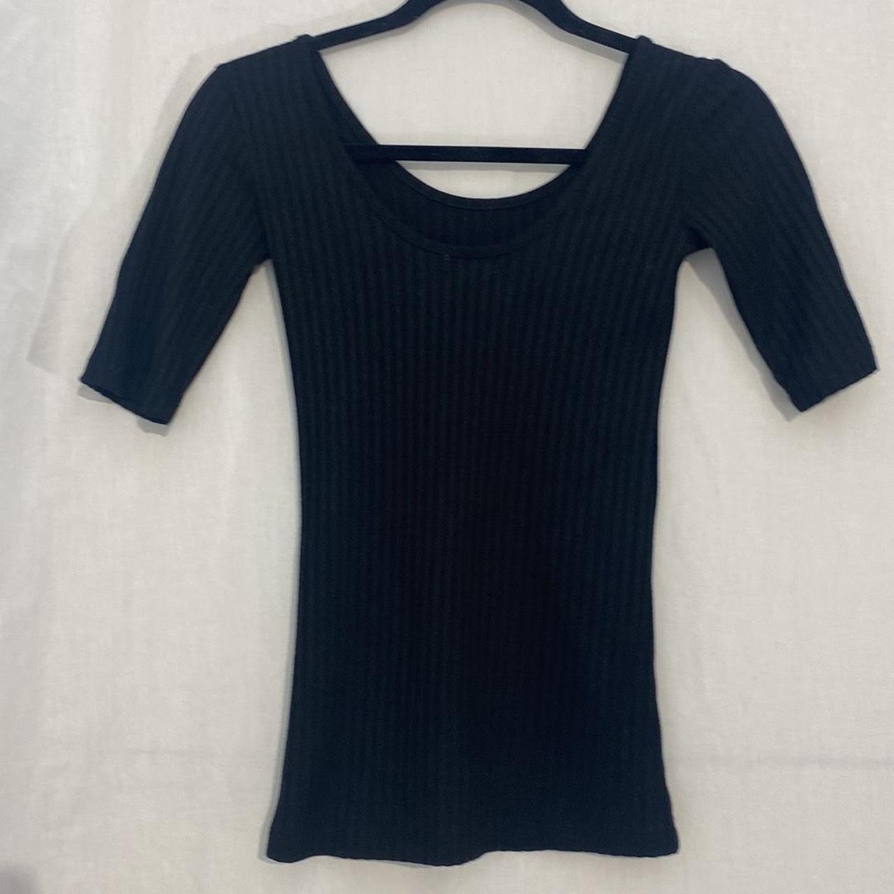 degree Black Bodycon 3/4 Sleeve Front and Back Scoop - Depop