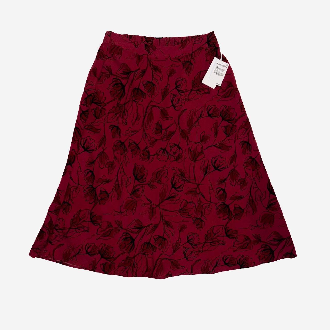 Dark red midi on sale skirt