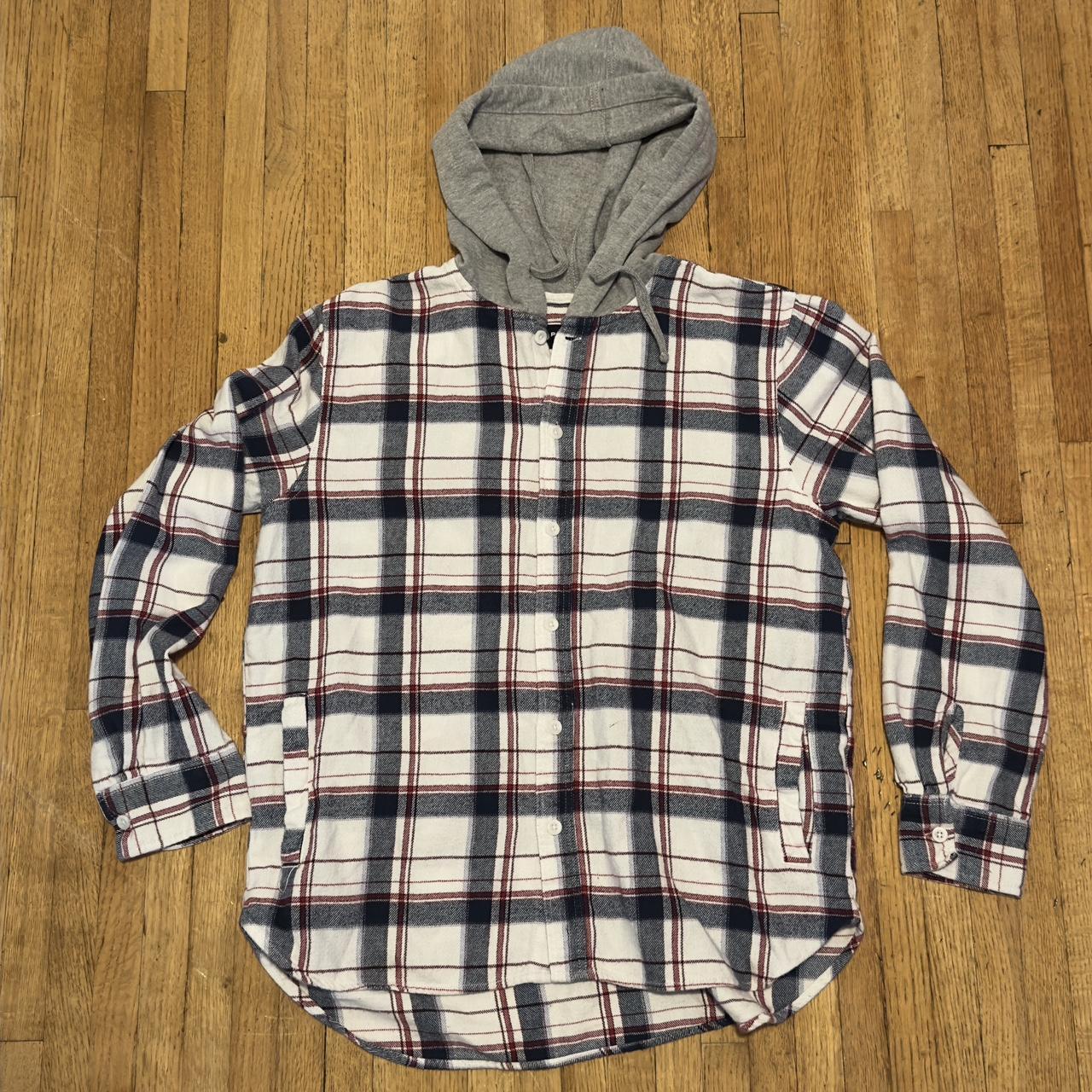 PacSun Plaid Button Hoodie Flannel Size Medium