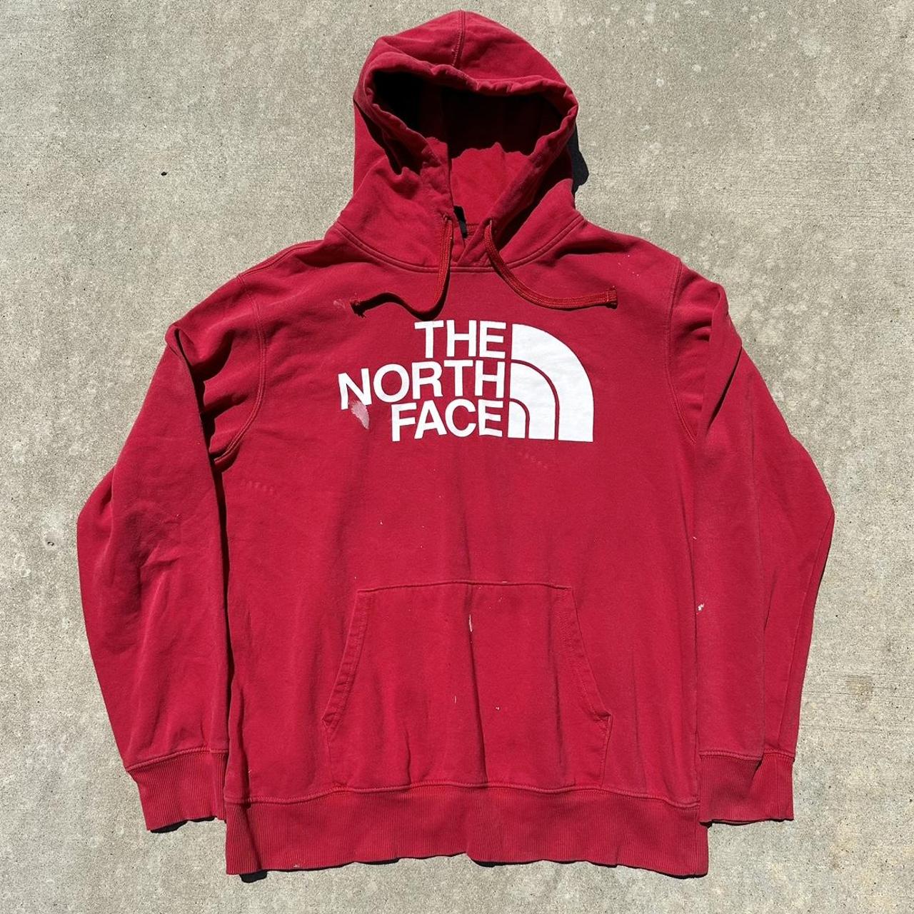 White and red north face hoodie hot sale