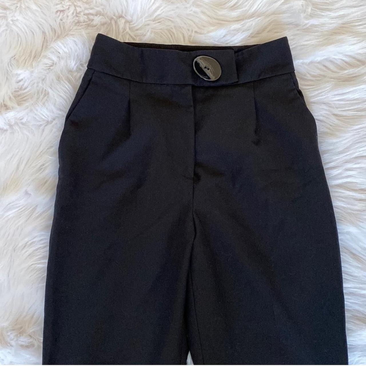 Zara Pleated Black Pants Big button detail at... Depop