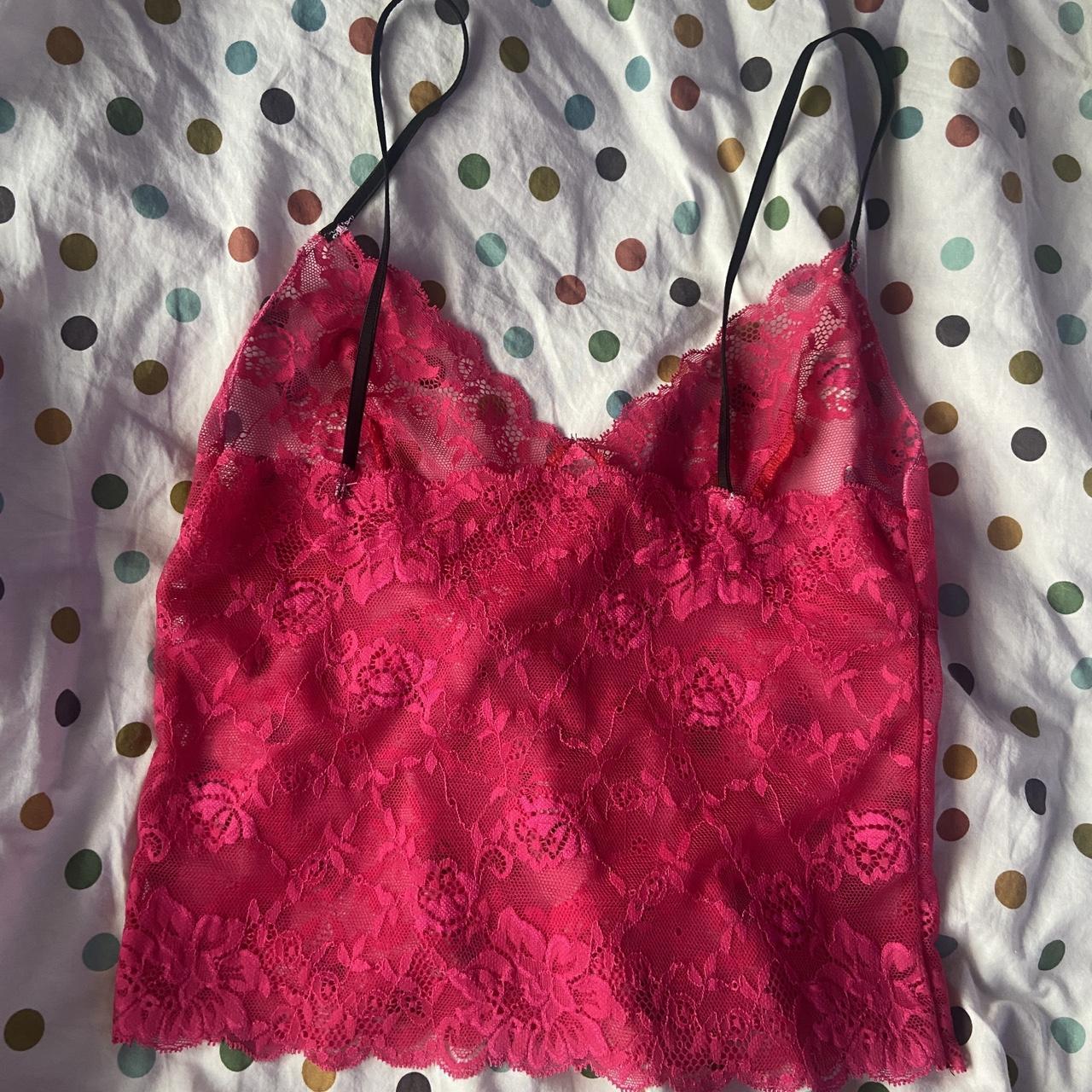 Hot pink lace cami top The cutest top- so perf for... - Depop