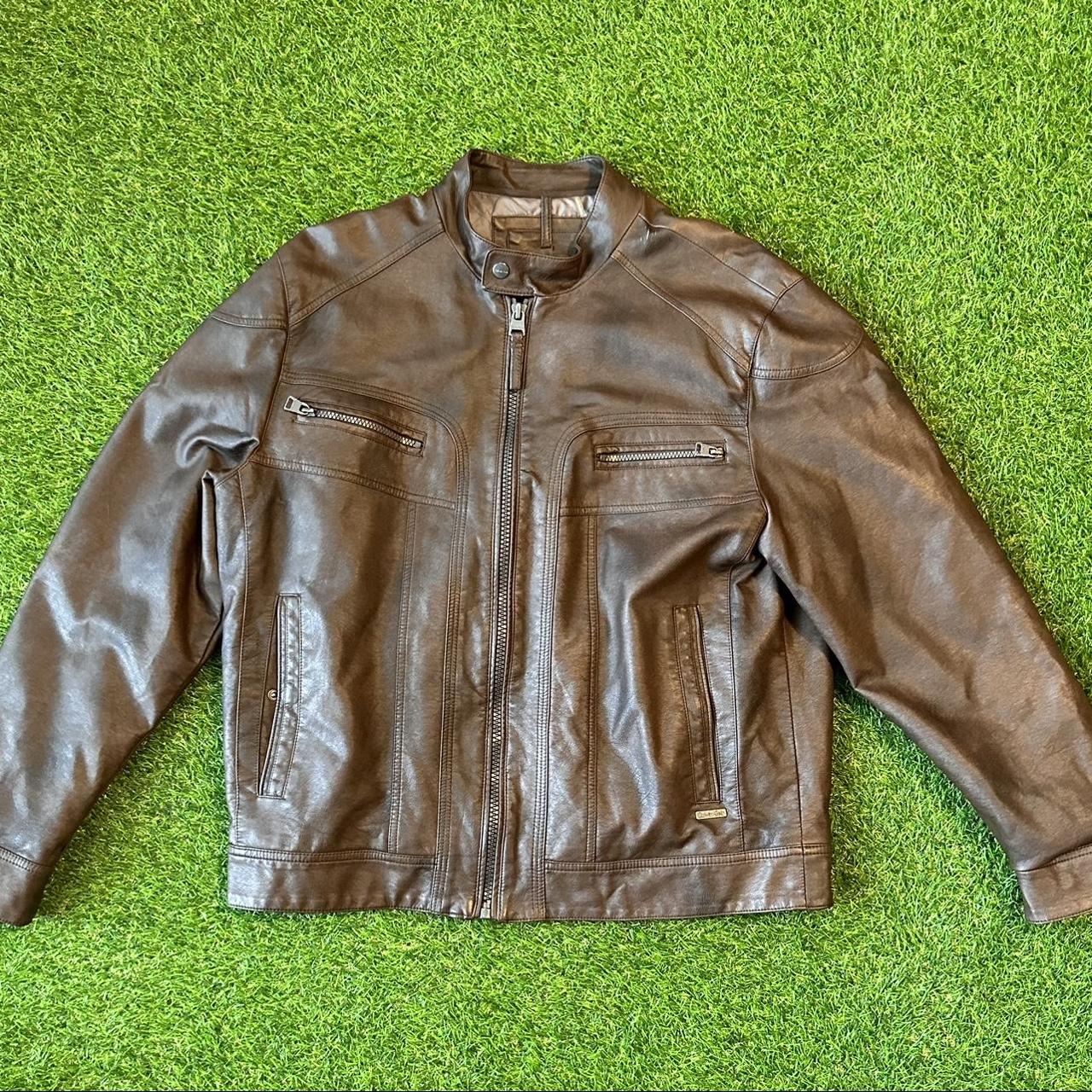 Vintage Early 90s' Calvin Klein Motorcycle Leather... - Depop